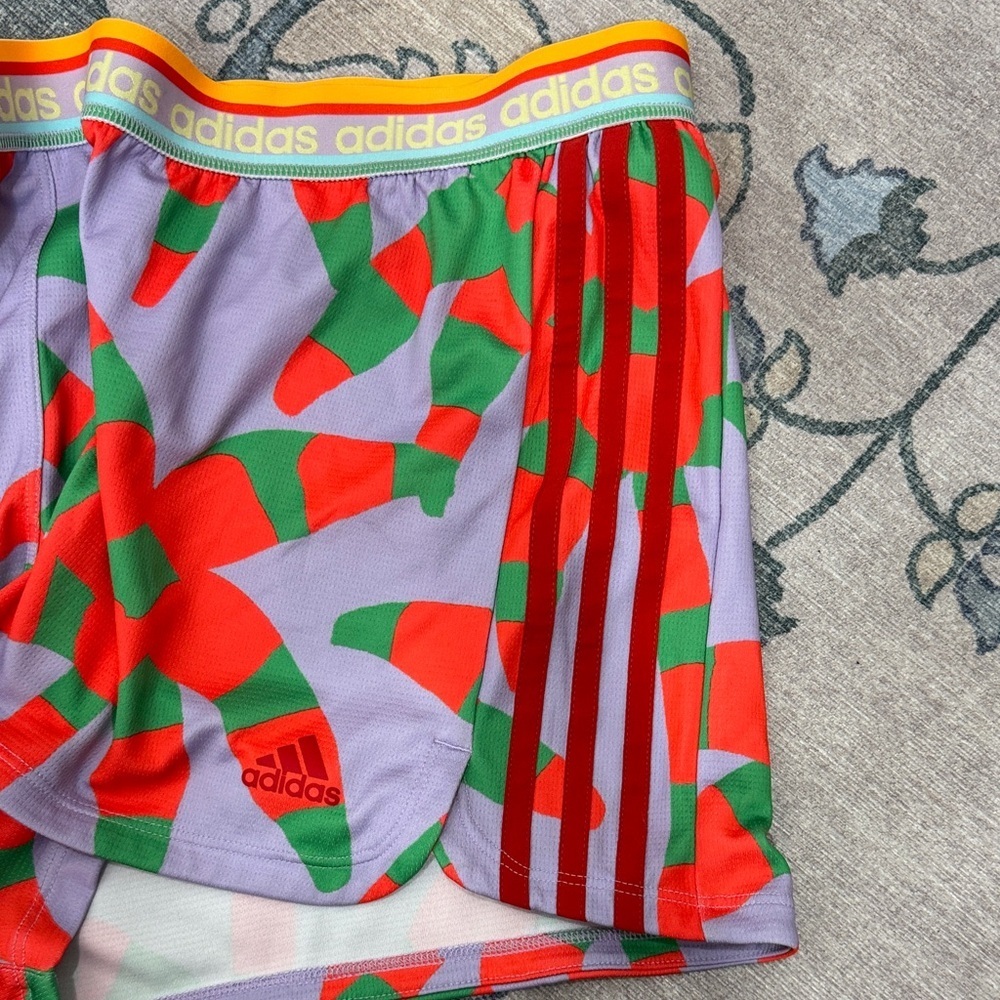 Adidas x Farm Rio Women's XL Red and Green Graphic Athletic Shorts - Picture 3 of 5